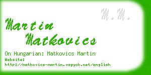 martin matkovics business card